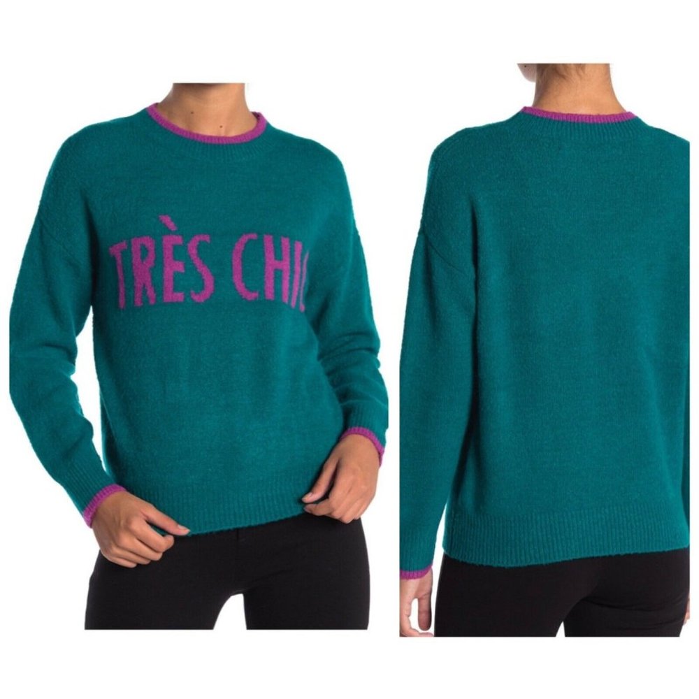 Code X Mode Verbiage Print Trés Chic Sweater